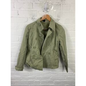 Gap Women's Front Buttons Pockets Military Twill Jacket  Long Sleeves Green Sz 6